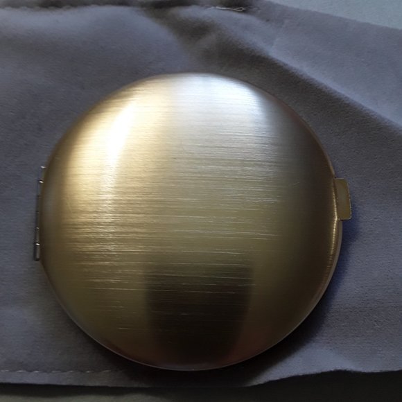 Brushed Goldtone Double Mirror Compact w/Rhinestones - Picture 2 of 4